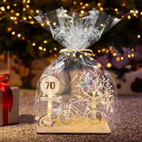Prezent Na 70 Urodziny Drewniany LED Drzewo Zycia Na Pieniadze