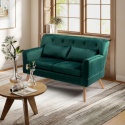Sofa Dwuosobowa Zielona Aksamitna 117 cm Do Salonu Biura