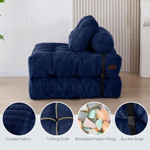 Sofa Rozkładana Fotel Łóżko 190x85 cm Granatowa MAXYOYO