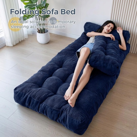 Sofa Rozkładana Fotel Łóżko 190x85 cm Granatowa MAXYOYO