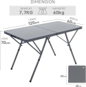 Stół aluminium prostokątny 120 x 60 x 70 cm