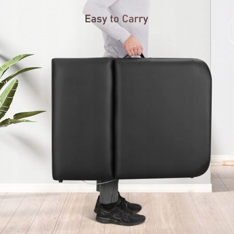 Stół do masażu składany aluminiowy czarny 3 strefy
