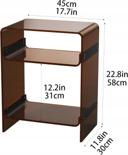 Stolik pod gramofon akrylowy z półką stolik nocny ciemnobrązowy