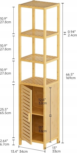 Szafka łazienkowa bambusowa 6 poziomów 169 cm naturalna