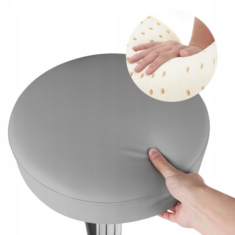 Taboret na kółkach obrotowy 360° z regulacją wysokości do 180 kg szary