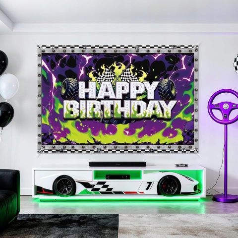 Tlo Urodzinowe Ciezarowka Koparka 100x150 cm Baner Dla Chlopca