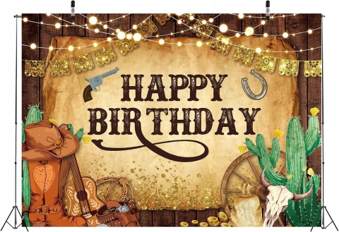 Tło western kowboj rodeo 240 x 180 cm dekoracja urodziny baby shower