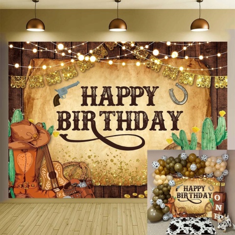 Tło western kowboj rodeo 240 x 180 cm dekoracja urodziny baby shower