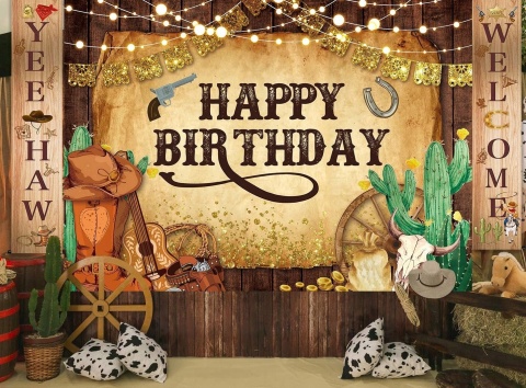 Tło western kowboj rodeo 240 x 180 cm dekoracja urodziny baby shower