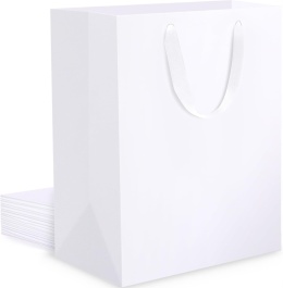 Torebki Prezentowe Biale Z Uchwytami 20x10x28 cm 10 Sztuk