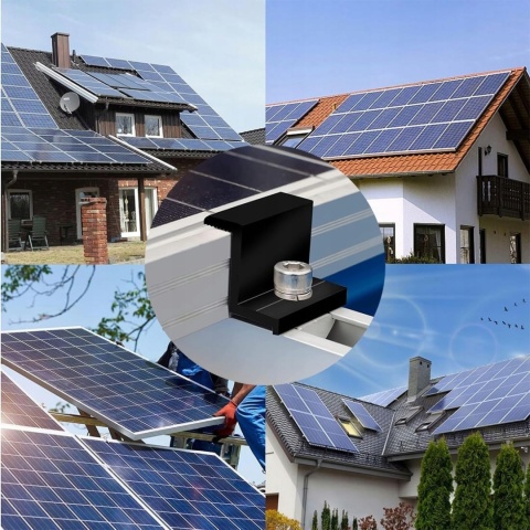 Zaciski do paneli słonecznych 30 mm czarne uchwyt PV 10 szt zestaw