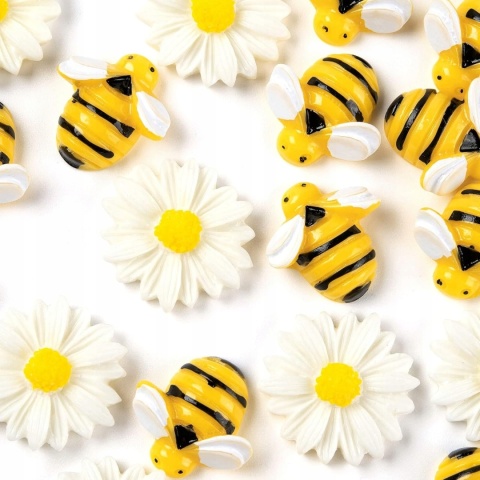 Zawieszki z żywicy pszczoły kwiaty 50 szt DIY do rękodzieła scrapbooking