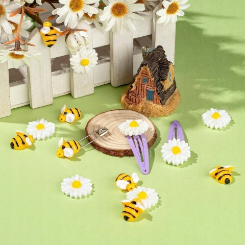Zawieszki z żywicy pszczoły kwiaty 50 szt DIY do rękodzieła scrapbooking