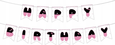 Baner Urodzinowy Happy Birthday Kokarda Różowy Dekoracja SAVITA