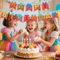 Baner Urodzinowy Happy Birthday Kreskówkowy 2 szt Dekoracja Imprezy