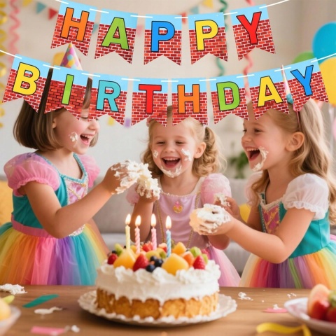 Baner Urodzinowy Happy Birthday Kreskówkowy 2 szt Dekoracja Imprezy