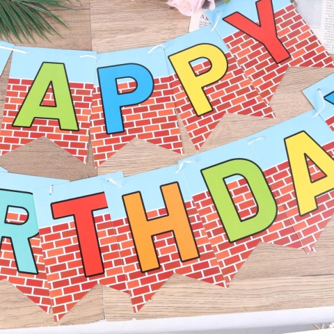 Baner Urodzinowy Happy Birthday Kreskówkowy 2 szt Dekoracja Imprezy