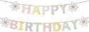 Baner Urodzinowy Happy Birthday Pastel Kwiaty Daisy Dekoracja DIY