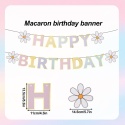 Baner Urodzinowy Happy Birthday Pastel Kwiaty Daisy Dekoracja DIY