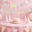 Baner Urodzinowy Happy Birthday Pastel Kwiaty Daisy Dekoracja DIY