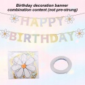 Baner Urodzinowy Happy Birthday Pastel Kwiaty Daisy Dekoracja DIY