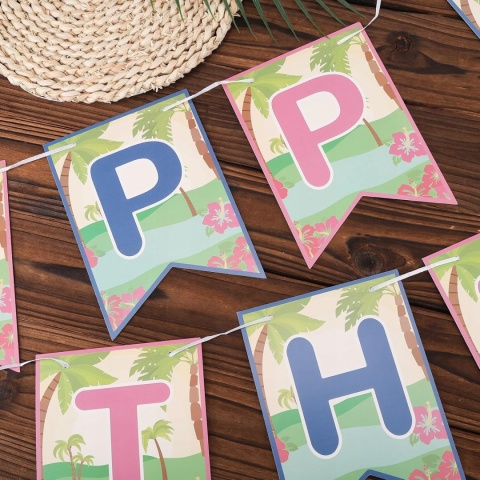 Baner Urodzinowy Hawajski Hawaii Papierowy Tropikalny Baby Shower SAVITA