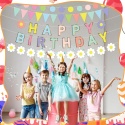 Baner Urodzinowy Pastelowy Makaroniki Stokrotki Boho BOXOB 5 szt