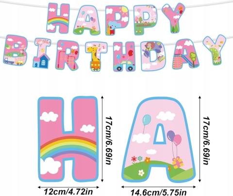 Baner Urodzinowy Różowe Zwierzątka Happy Birthday SAVITA Gotowy