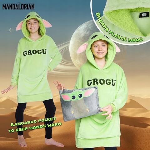 Bluza Koc Disney Baby Yoda 2w1 z Kapturem Poduszka Dziecięca