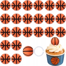 Dekoracje na Babeczki Koszykówka 3D 24 szt Toppery BOXOB NBA