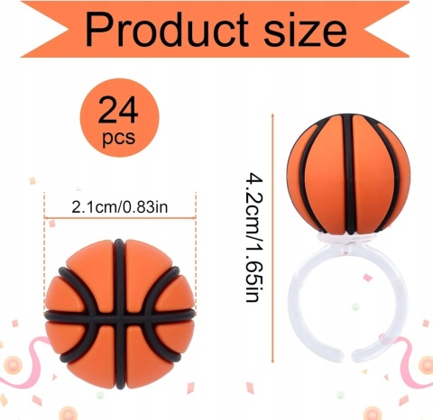 Dekoracje na Babeczki Koszykówka 3D 24 szt Toppery BOXOB NBA