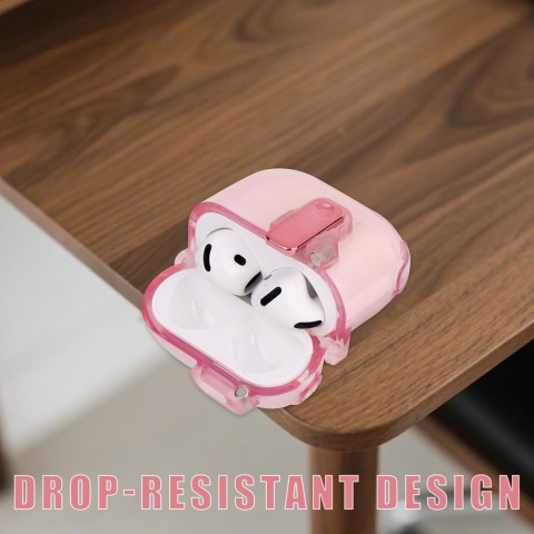Etui AirPods 4 Przezroczyste TPU z Brelokiem Różowe Ochronne BOXOB