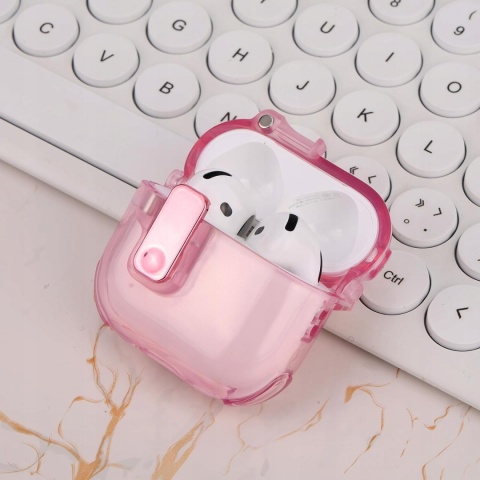 Etui AirPods 4 Przezroczyste TPU z Brelokiem Różowe Ochronne BOXOB