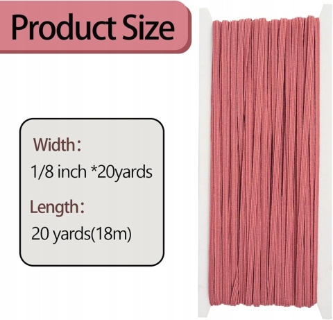 Gumka Okrągła do Szycia 3 mm 18 m Różowo-Czerwona Elastyczna DIY