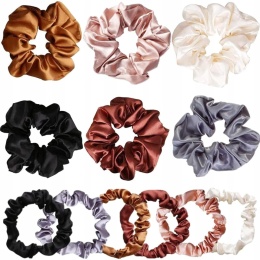 Jedwabne Gumki do Włosów Scrunchie Satynowe 12 szt. Kolorowe Zestaw
