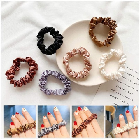 Jedwabne Gumki do Włosów Scrunchie Satynowe 12 szt. Kolorowe Zestaw