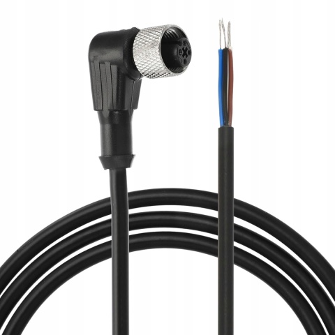 Kabel M12 4-Pin 5m Gniazdo Żeńskie Kątowe do Czujników Automatyki 2 szt