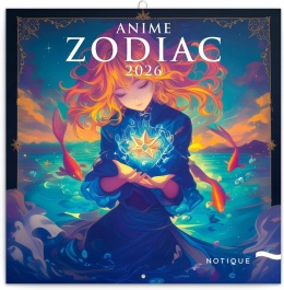 Kalendarz Ścienny 2026 Anime Znaki Zodiaku 30x30 cm 16 Miesięcy