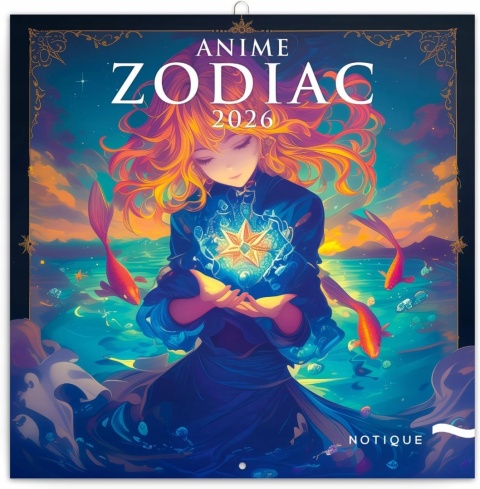 Kalendarz Ścienny 2026 Anime Znaki Zodiaku 30x30 cm 16 Miesięcy