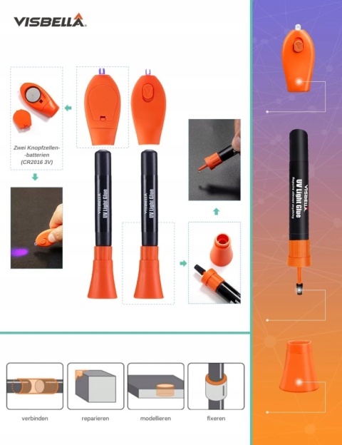 Klej UV z Lampą UV 12 ml Przezroczysty do Szkła Plastiku Metalu Drewna