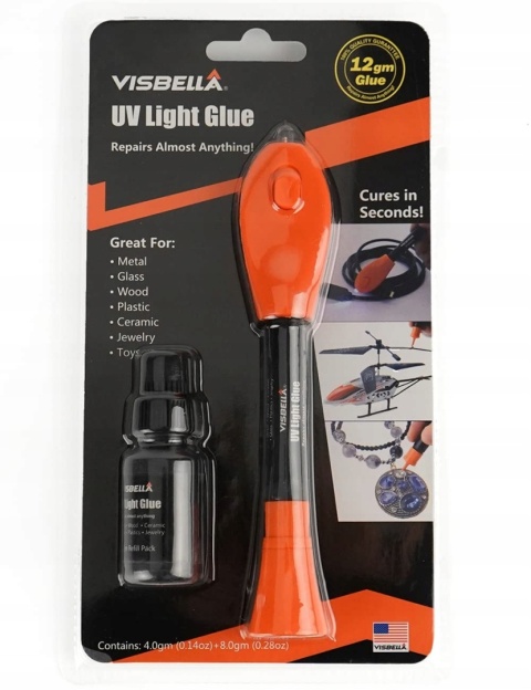 Klej UV z Lampą UV 12 ml Przezroczysty do Szkła Plastiku Metalu Drewna