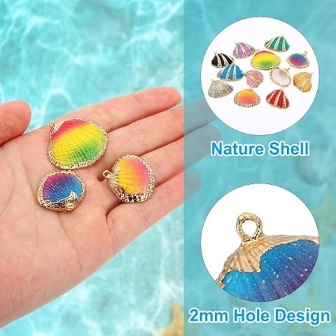 Muszle Naturalne Zawieszki DIY 5 szt. Niebiesko-Fioletowe do Biżuterii
