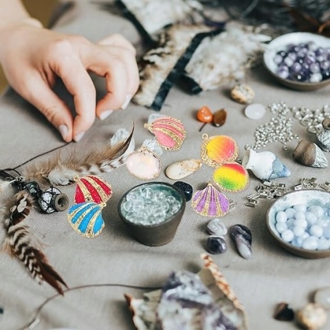 Muszle Naturalne Zawieszki DIY 5 szt. Niebiesko-Fioletowe do Biżuterii