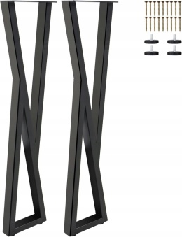Nogi do stołu barowego 105 cm metalowe czarne X 2 szt