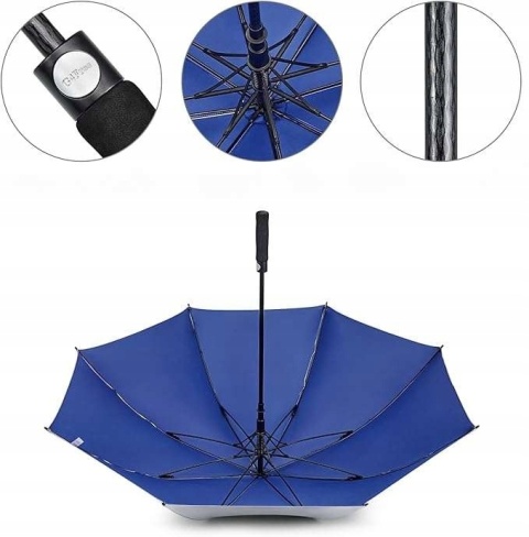 Parasol golfowy Automatyczny Przeciwsłoneczny Duży 114cm Srebrny Niebieski