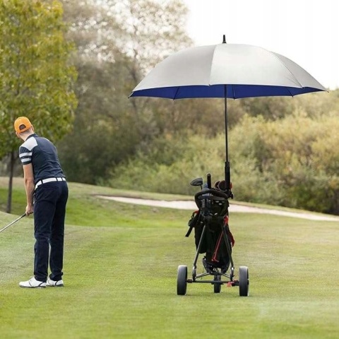 Parasol golfowy Automatyczny Przeciwsłoneczny Duży 114cm Srebrny Niebieski