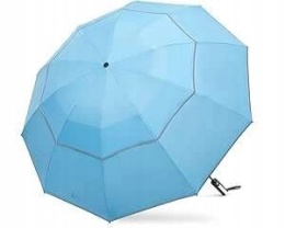 Parasol składany z odblaskowym paskiem automatyczny błękitny golfowy