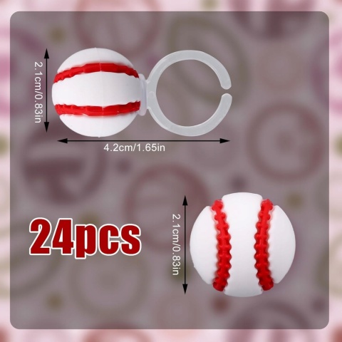 Pierścienie Baseball 3D na Babeczki 24 szt Dekoracje Urodzinowe BOXOB