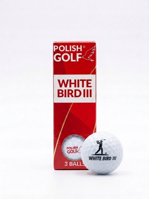 Piłki golfowe POLISH GOLF WHITE BIRD III, trójwarstwowe, białe, 3 szt.