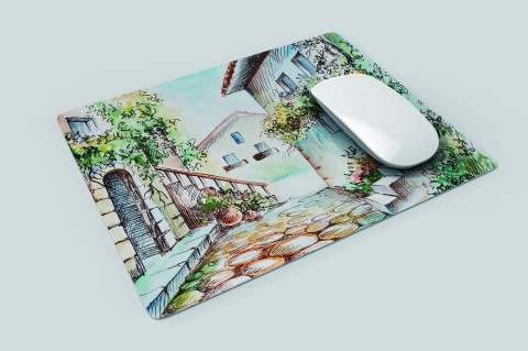 Podkładka pod Mysz Retro Miasteczko 200x240 mm Antypoślizgowa Gaming